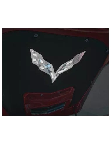 2014-2019 C7/Z51 Stingray Corvette - Hood Emblem Corvette Flags - Polished/Brushed Stainless Steel d'Europe débarque