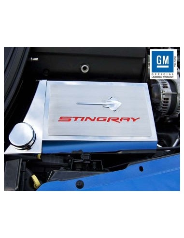 2014-2019 Corvette Z06/Z51/C7 - Fuse Box Cover Stingray Emblem & Lettering - Stainless Steel Dans la société mordern