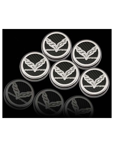 2016-2019 Grand Sport Corvette - Fluid Cap Cover Set w/Crossed Flags & Grand Sport | Choose Color/Transmission les ctes