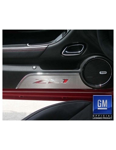 2012-2015 Camaro ZL1 - Door Panel Kick Plates 'ZL1' Polished Lettering 2Pc - Brushed Stainless Steel pas cher