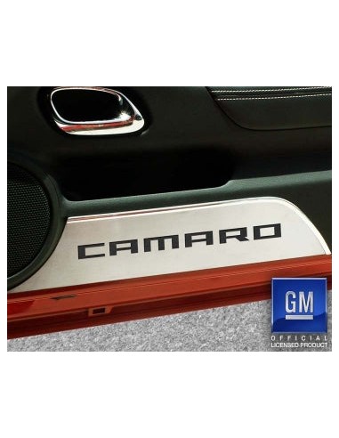 2010-2015 Camaro - Door Panel Kick Plates 'CAMARO' 2Pc - Brushed Stainless 2024