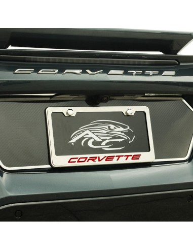 2020-2024 C8 Corvette - CORVETTE Style License Plate Frame - Brushed Stainless les muscles