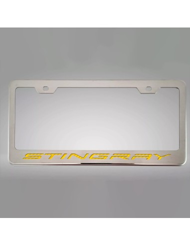 2020-2024 C8 Corvette - STINGRAY Style License Plate Frame - Brushed Stainless commande en ligne