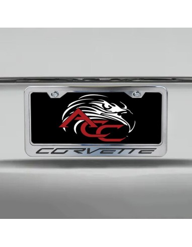 2005-2013 C6 Corvette - License Plate Frame CORVETTE Inlay Lettering - Brushed Stainless Fin de série