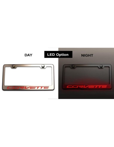 2014-2019 C7 Corvette - License Plate Frame CORVETTE Lettering - Stainless Steel - LED en linge