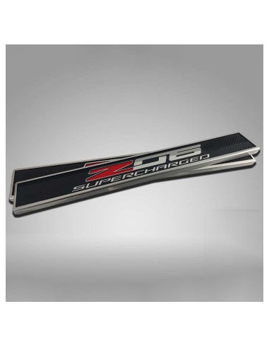 2014-2019 C7 Corvette - Z06 SUPERCHARGED Replacement Door Sills - Carbon Fiber w/Stainless Trim en stock