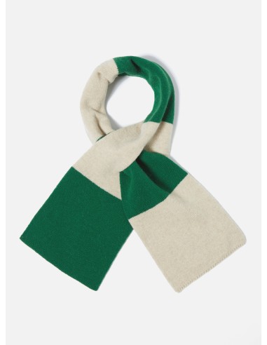 Universal Works Deluxe Football Scarf in Beige/Green Soft Wool shop