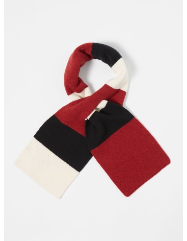 Universal Works Deluxe Football Scarf in Black/Red/Ecru Soft Wool Véritable concentré