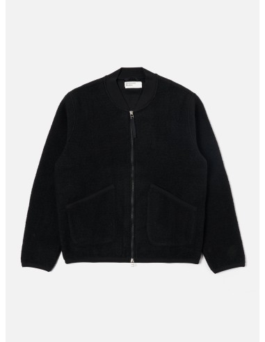 Universal Works Zip Bomber in Black Wool Fleece shop