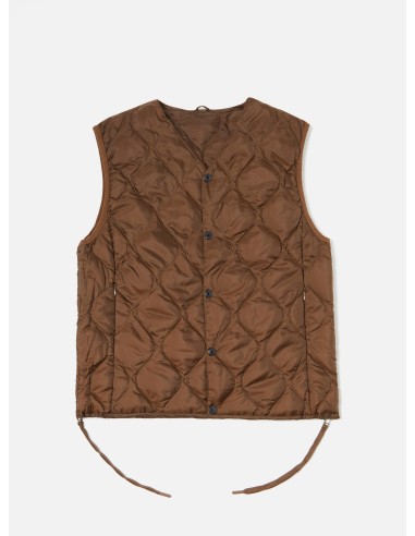 Taion by F/CE. Packable Down Vest in Brown Nylon Ripstop/Duck Down livraison et retour toujours gratuits